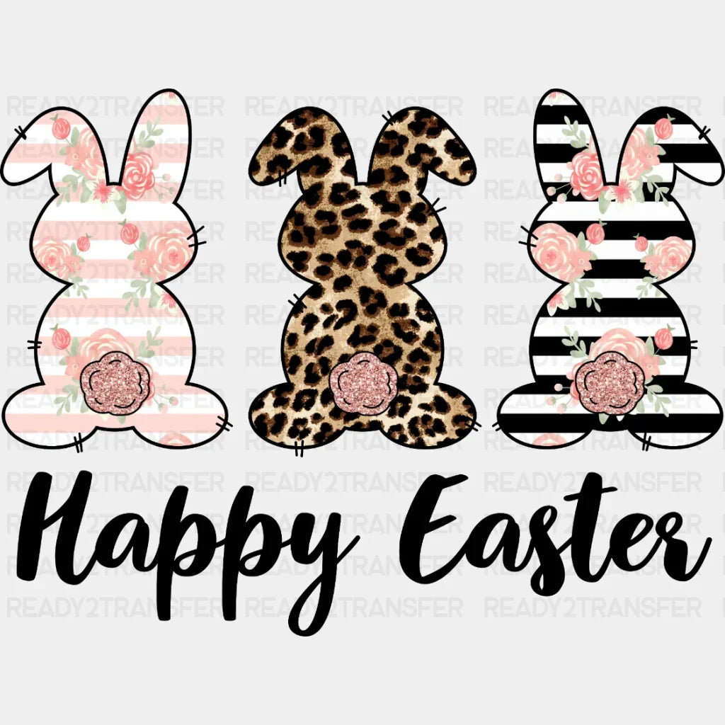 Happy Easter Bunnies Dtf Heat Transfer Design
