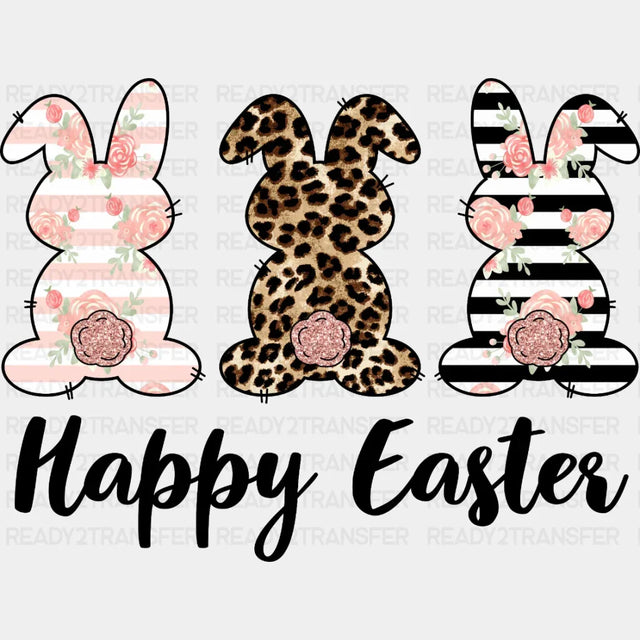 Happy Easter Bunnies Dtf Heat Transfer Design