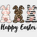 Happy Easter Bunnies DTF Heat Transfer, Easter Design ready2transfer Black