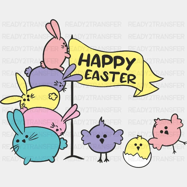 Happy Easter Bunnies DTF Heat Transfer, Easter Design