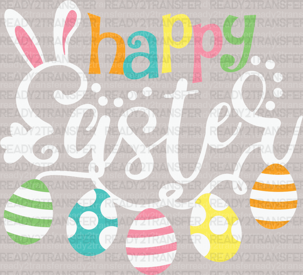 Happy Easter Eggs DTF Heat Transfer, Easter Design - ready2transfer