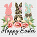 Happy Easter Leopard Bunny DTF Heat Transfer, Easter Design ready2transfer Black