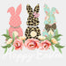 Happy Easter Leopard Bunny DTF Heat Transfer, Easter Design ready2transfer White