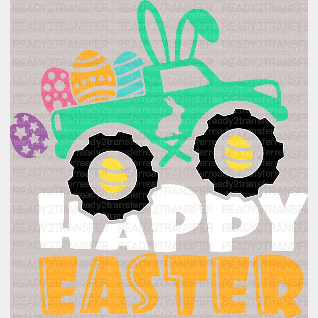 Happy Easter Monster Truck DTF Heat Transfer, Easter Design - ready2transfer