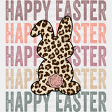 Happy Easter Rabbit Cheetah Print - Easter DTF Transfer Adult Unisex - S & M (10’’) / Dark Color Design (See Imaging)