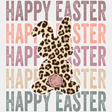 Happy Easter Rabbit Cheetah Print - Easter DTF Transfer Adult Unisex - S & M (10’’) / Light Color Design (See Imaging)