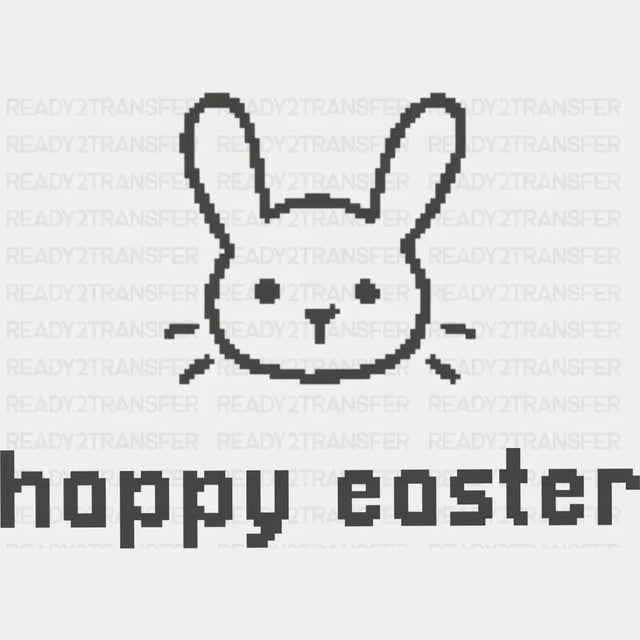Happy Easter Rabbit Pixelated - Easter DTF Transfer Adult Unisex - S & M (10’’) / Dark Color Design (See Imaging)