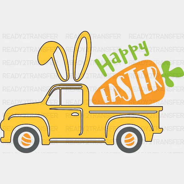 Happy Easter Truck Dtf Heat Transfer Design