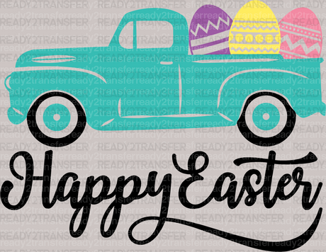 Happy Easter Truck DTF Heat Transfer, Easter Design - ready2transfer