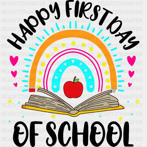 Happy First Day Of School, Book Rainbow - First Day Of School DTF Transfers
