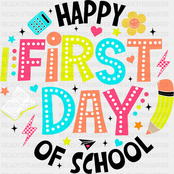 Happy First Day Of School, Circular Colorful - First Day Of School DTF Transfers