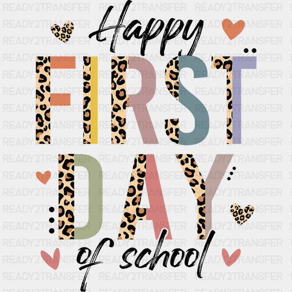 Happy First Day Of School, Leopard Print - First Day Of School DTF Transfers
