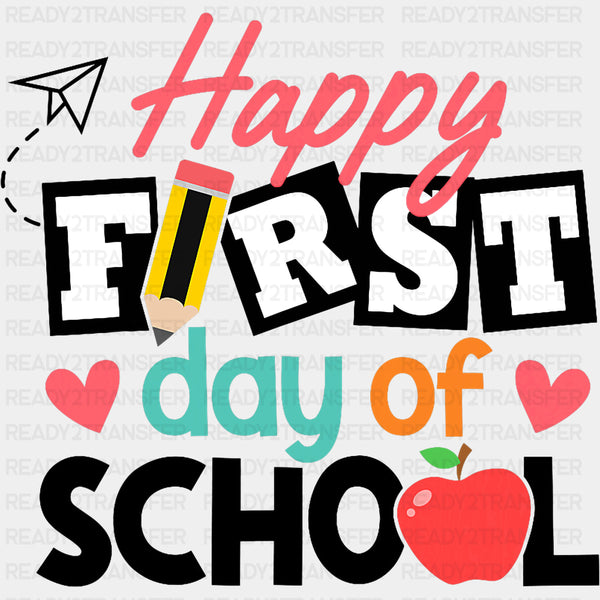 Happy First Day Of School, Paper Plane - First Day Of School DTF Transfers