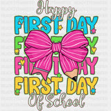 Happy First Day Of School, Pink Ribbon - First Day Of School DTF Transfers ready2transfer
