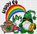 Happy Go Lucky Gnome St. Patrick's Day DTF Heat Transfer, Saint Patricks Day Design, St Paddys Day DTF ready2transfer Black