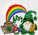 Happy Go Lucky Gnome St. Patrick's Day DTF Heat Transfer, Saint Patricks Day Design, St Paddys Day DTF ready2transfer White