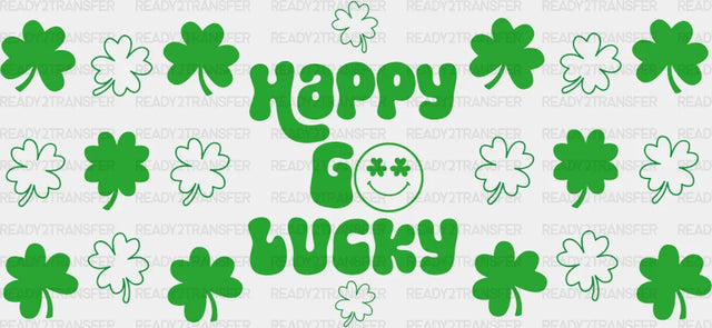Happy Go Lucky Smiley - St Patrick Cup Wrap Uv Sticker Permanent Dtf Decal