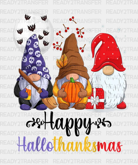 Happy Hallothanksmas Gnomes Dtf Transfer