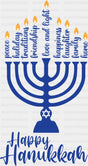 Happy Hanukkah Blue Menorah - Hanukkah DTF Transfer