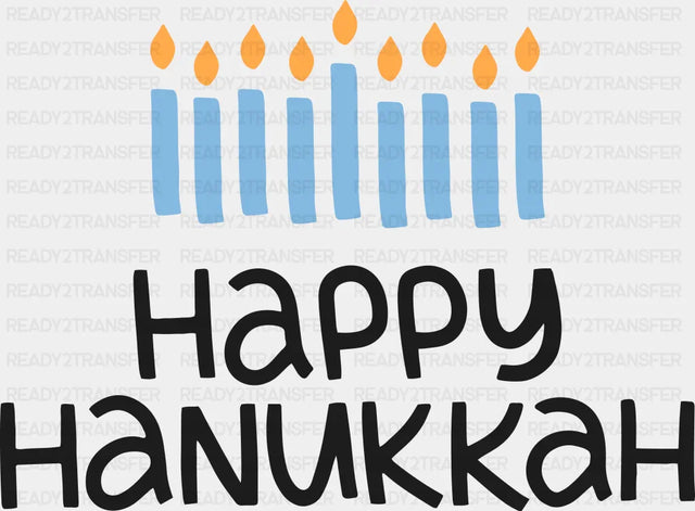 Happy Hanukkah Candlestick - Dtf Heat Transfer Adult Unisex S & M (10’’) / Black