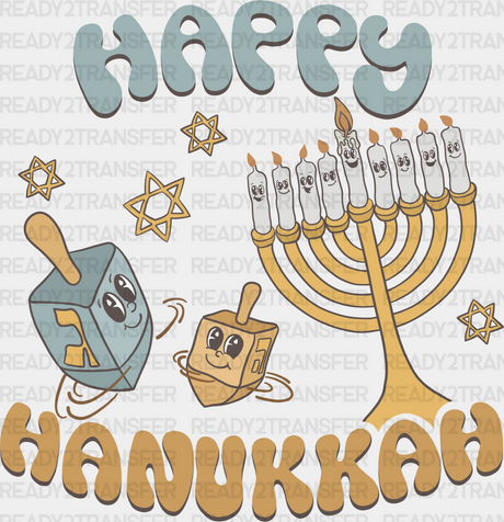 Happy Hanukkah Candlestick Design - Dtf Heat Transfer