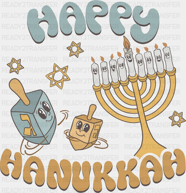 Happy Hanukkah Candlestick Design - Hanukkah DTF heat transfer