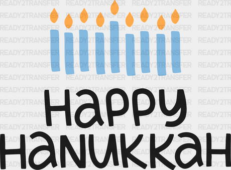 Happy Hanukkah Candlestick - Dtf Heat Transfer Adult Unisex S & M (10’’) / Black