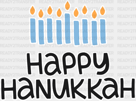 Happy Hanukkah Candlestick - Dtf Heat Transfer Adult Unisex S & M (10’’) / White