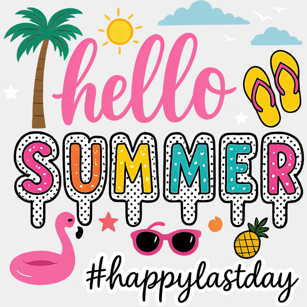 Happy Last Day Of School, Pink Flamingo - Last Day Of School DTF Transfers ready2transfer Light Color Design (See Imaging)