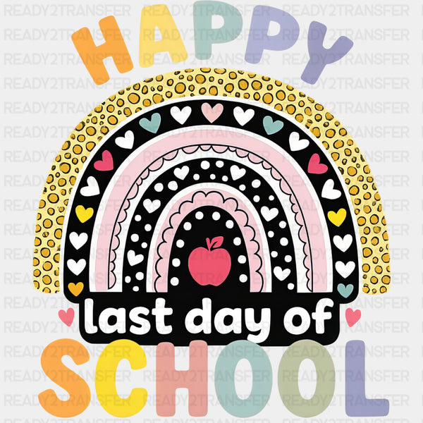 Happy Last Day Of School, Rainbow Hearts - Last Day Of School DTF Transfers