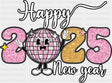 Happy New Year 2025 Disco Ball - Dtf Heat Transfer Adult Unisex S & M (10’’) / Black
