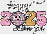 Happy New Year 2025 Disco Ball - Dtf Heat Transfer Adult Unisex S & M (10’’) / Black