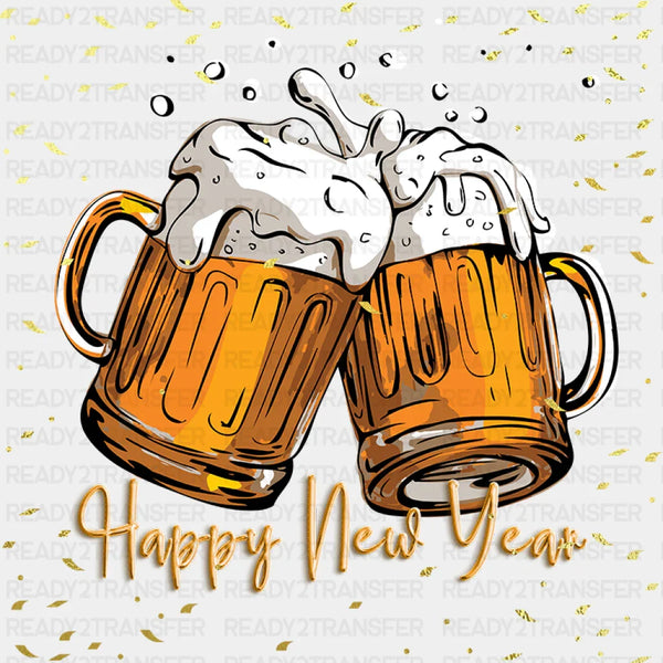 Happy New Year Beer Design - New Year DTF heat transfer