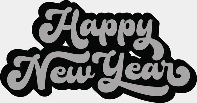 Happy New Year - New Year DTF heat transfer ready2transfer Black