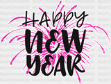 Happy New Year Firework Design - Dtf Heat Transfer