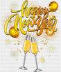 Happy New Year Fireworks And Champagne - New Year DTF Transfer