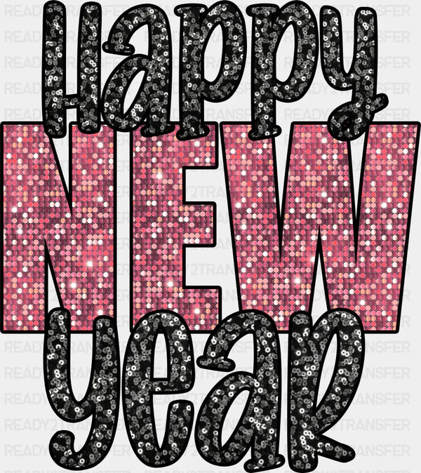 Happy New Year Glitter Design - New Year DTF heat transfer