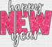 Happy New Year Glitter Design - New Year DTF heat transfer ready2transfer Black