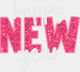 Happy New Year Glitter Design - Dtf Heat Transfer Adult Unisex S & M (10’’) / White