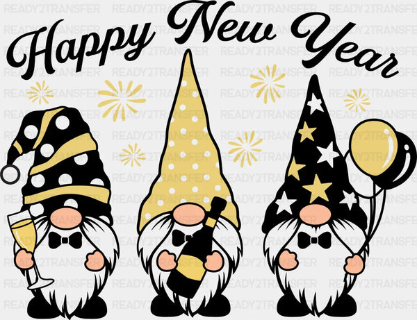 Happy New Year Gnomies - New Year DTF heat transfer