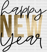 Happy New Year Golden Design - Dtf Heat Transfer