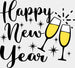 Happy New Year Raising Toast Design - New Year DTF heat transfer ready2transfer Black