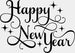 Happy New Year Sparkles - New Year DTF heat transfer ready2transfer Black