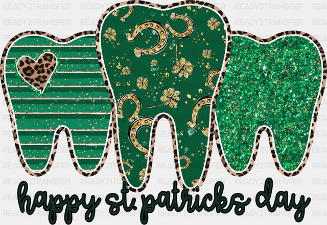 Happy St. Patrick's Day Green Teeth Design - St. Patrick's Day DTF Transfer ready2transfer Dark Color Design (See Imaging)