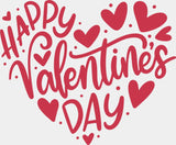 Happy Valentine’s Day Heart Shape Red & White - Valentine’s Day DTF Transfer Adult Unisex - S & M (10’’) / Red Color