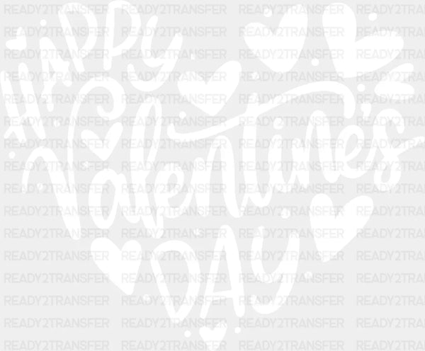 Happy Valentine's Day Heart Shape Red & White - Valentine's Day DTF Transfer