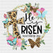 He Is Risen Leopard Cross Easter DTF Heat Transfer, Easter Design ready2transfer Black