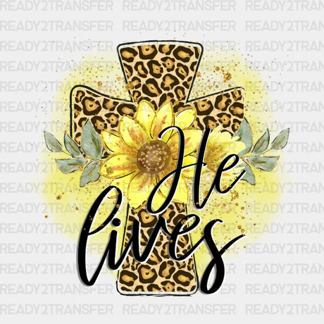 He Lives Leopard Cross Easter Dtf Heat Transfer Design