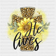 He Lives Leopard Cross Easter Dtf Heat Transfer Design