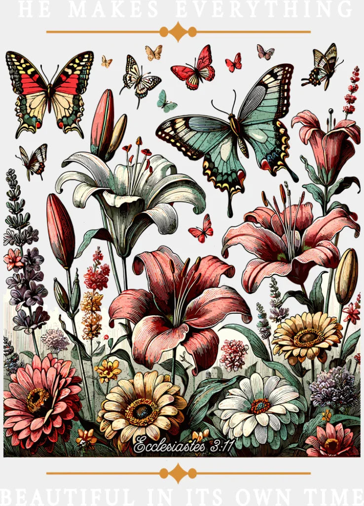 He Makes Everything Beautiful In It’s Own Time - Christianity DTF Transfer Adult Unisex - S & M (10’’) / Light Color